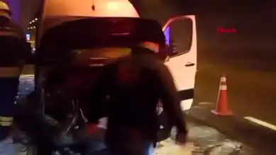 Bolu Dağı Tüneli'nde Minibüs Yanması