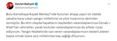 Bahçeli'den Bolu Yangını Taziyesi