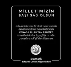 Bolu Kartalkaya Otel Yangını: Taziye Mesajı