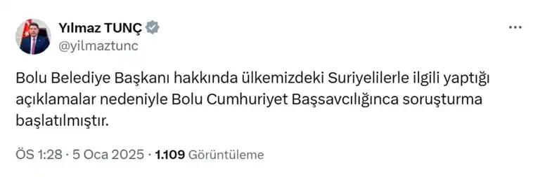 Bolu Belediye Başkanı Özcan Hakkında Soruşturma