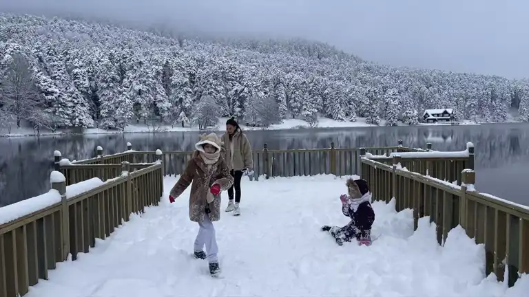 Bolu'da Kış Masalı: Karlı Göl Manzarası